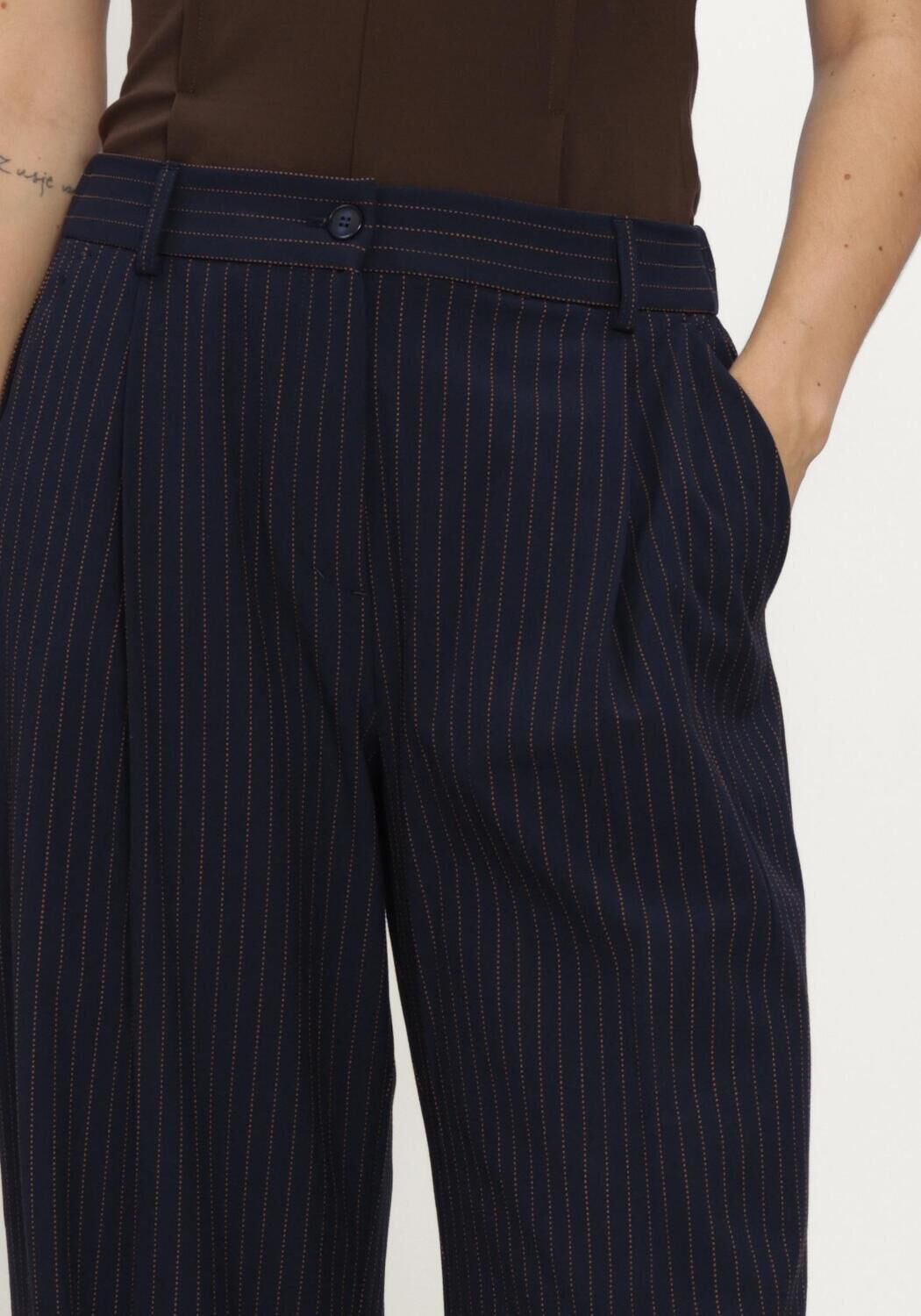 Donkerblauwe SUMMUM Pantalon TROUSERS WIDE LEG VISCOSE BLEND STRIPE - large