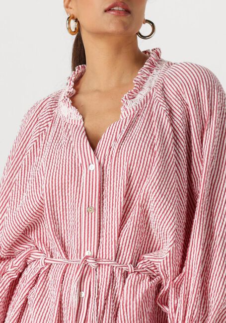 Rode POM AMSTERDAM Mini jurk DRESS SEERSUCKER RED WHITE - large