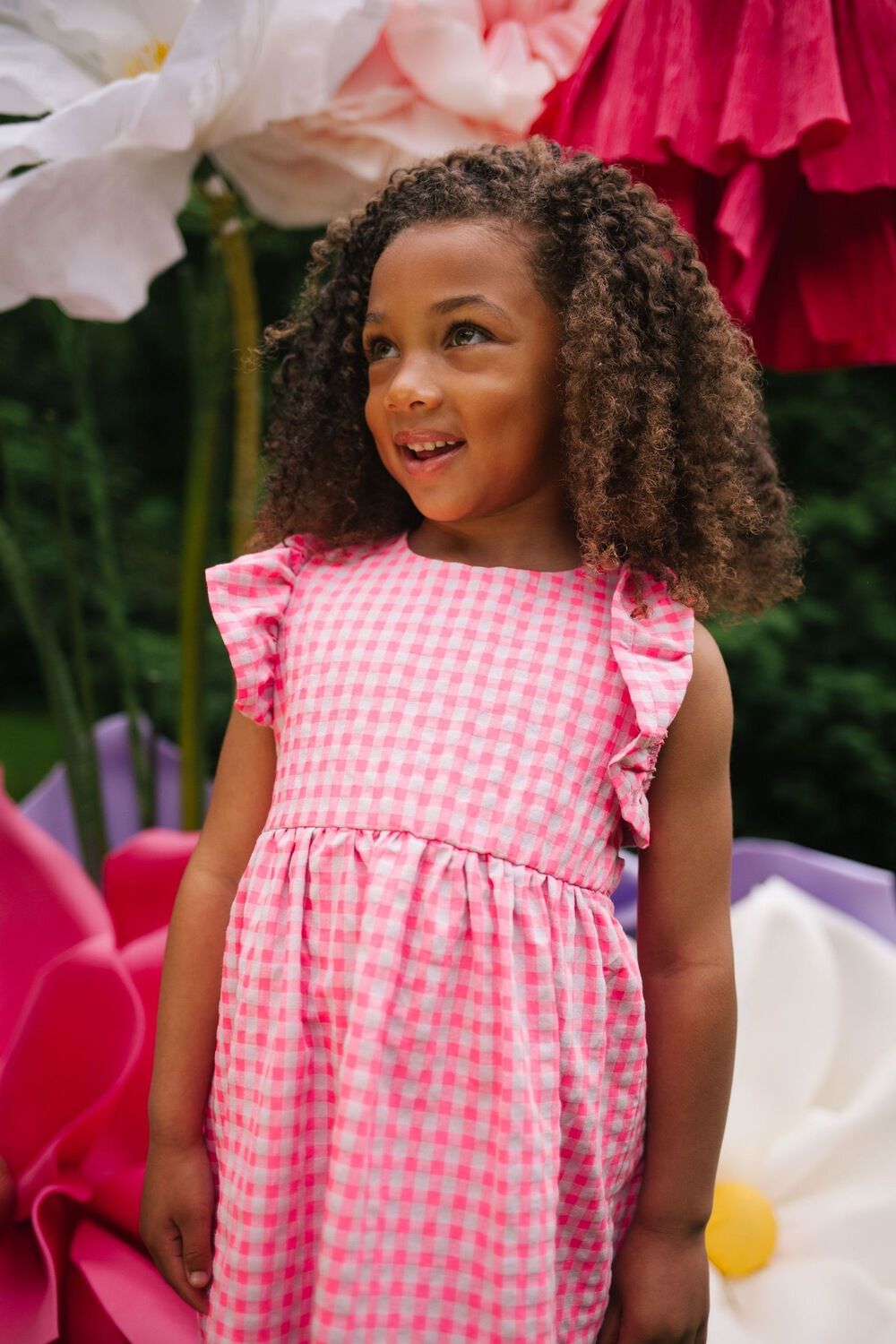 DAILY BRAT Mini robe CHEECKY CHECKED DRESS en rose - large