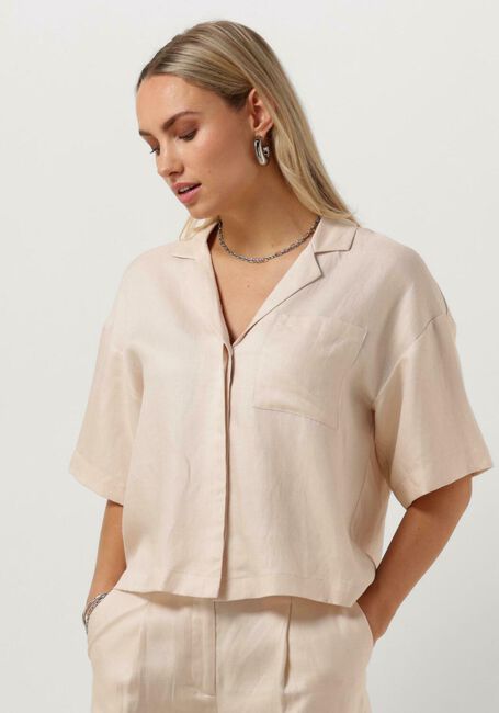 Gebroken wit SELECTED FEMME Blouse SLFLYRA 2/4 BOXY REVERS LINEN SHIRT - large