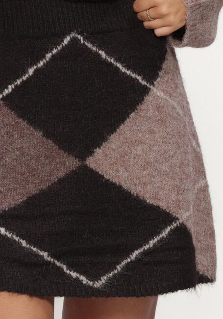 NEO NOIR Mini-jupe GISA CHECK FLUFF KNIT SKIRT en marron - large