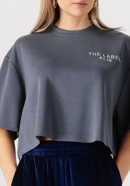 ALIX THE LABEL T-shirt LADIES KNITTED FLOWY CROPPED TSHIRT en gris - large