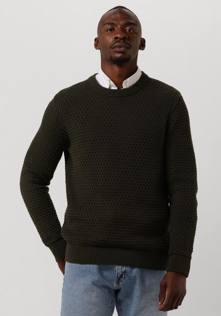 SELECTED HOMME Pull REMY LS KNIT ALL STU CREW NECK W CAMP Bleu foncé - large