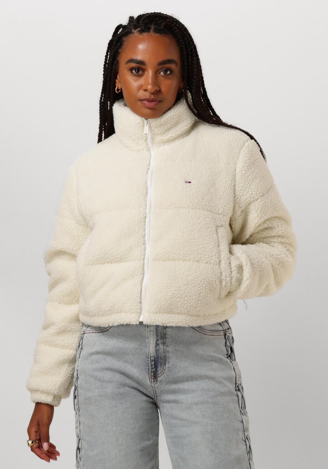 Witte TOMMY JEANS Gewatteerde jas TJW CRP TEDDY ESSENTIAL PUFFER Omoda