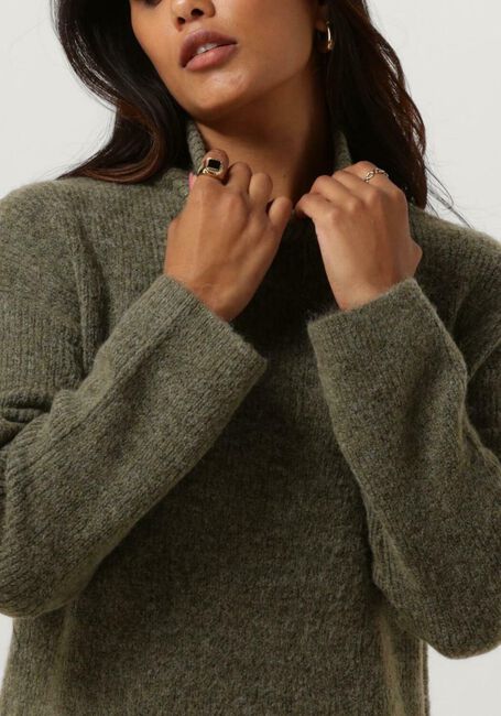 Groene SELECTED FEMME Midi jurk SLFMALINE LS KNIT DRESSHIGH NECK - large