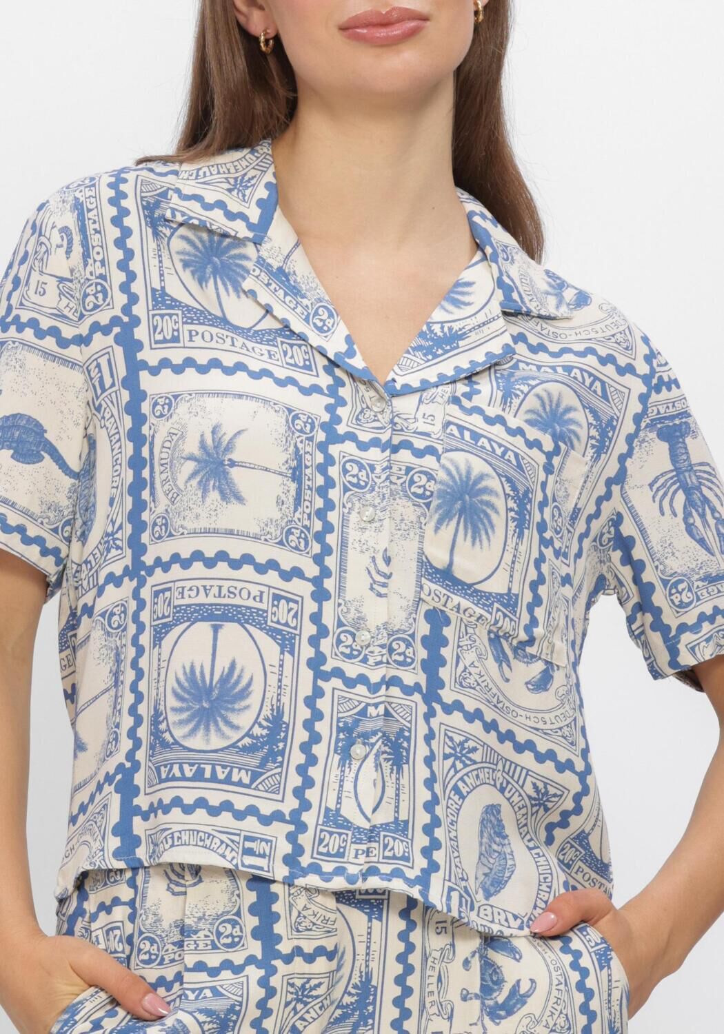 OBJECT OBJVIMA S/S RE SHIRT Blouses en beige - large