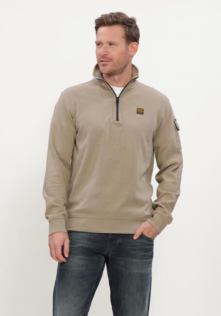 PME LEGEND Pull HALF ZIP COLLAR INTERLOCK JERSEY en beige - large