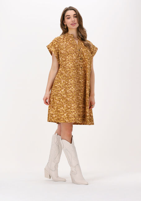 SCOTCH & SODA Mini robe COLOR BLOCKED COTTON THROW-ON DRESS Ocre - large