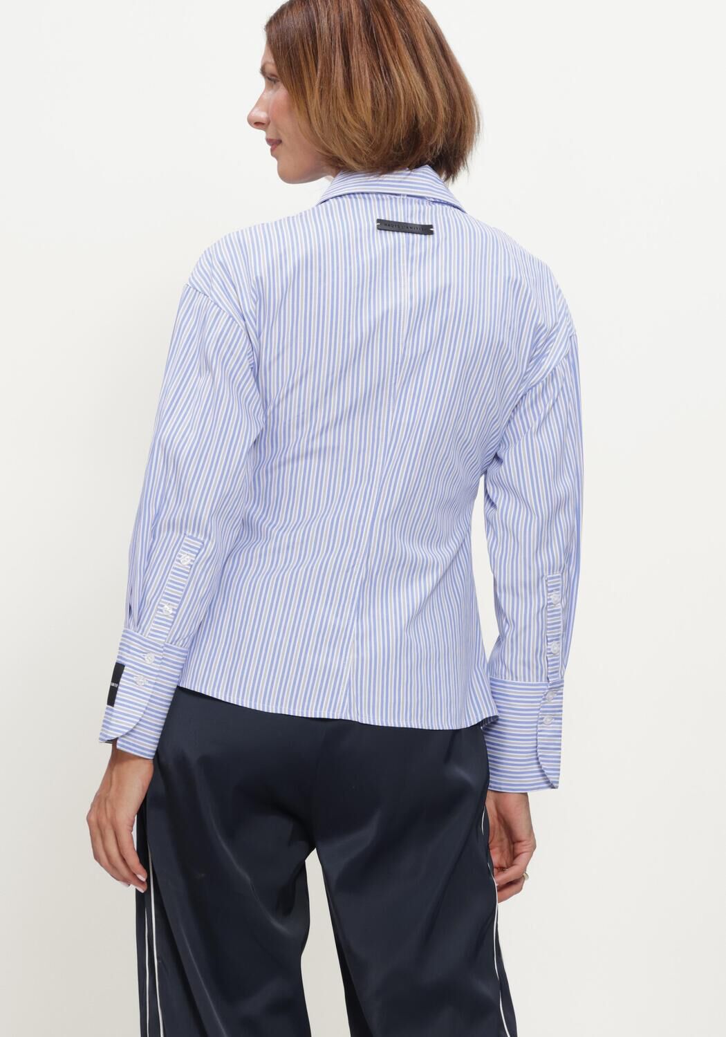 Blauwe HAUTE L'AMITI&Eacute;  EMMA TIE STRIPE SHIRT - large