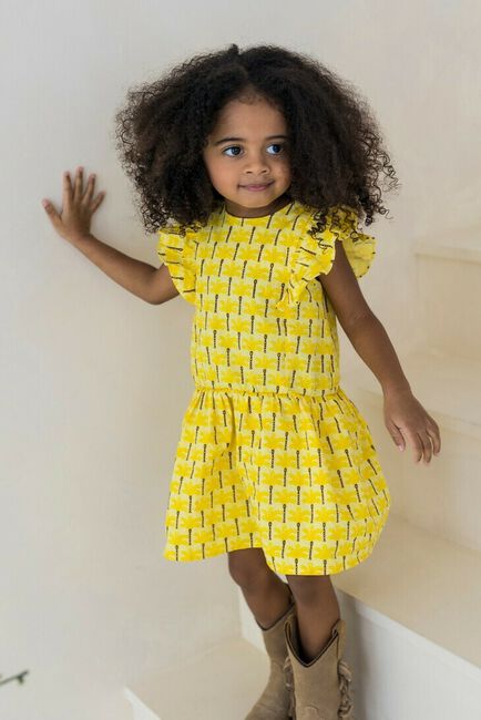 LIKE FLO AOP WOVEN RUFFLE DRESS Robes en jaune - large