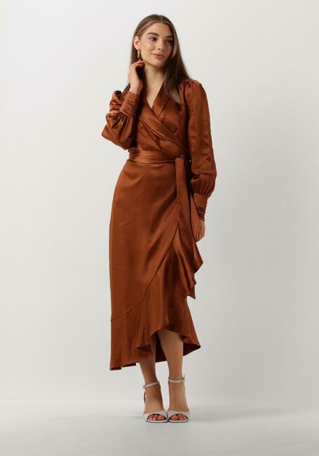 NOTRE-V Robe midi NV-DORISSA SATIN DRESS en marron - large