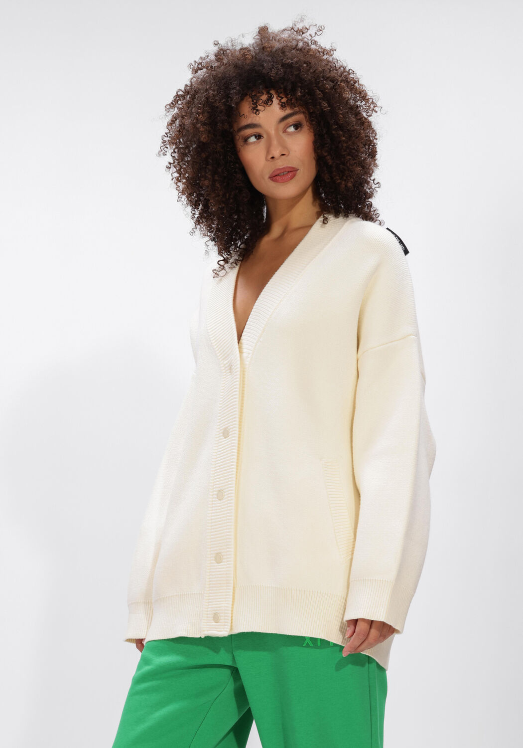 Ecru ALIX THE LABEL Vest LADIES KNITTED HEAVY CARDIGAN - large