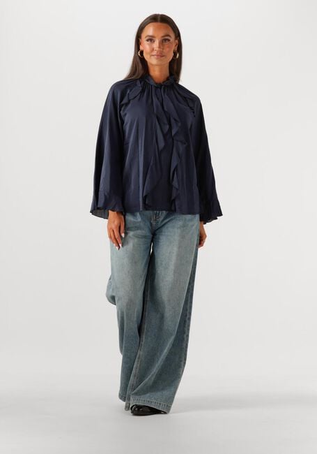 SUMMUM TOP RUFFLES COTTON VISCOSE Blouses Bleu foncé - large