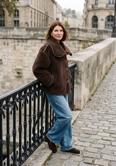 WITHBLACK Manteau Teddy WBLDAJANA PILE JACKET en marron - large