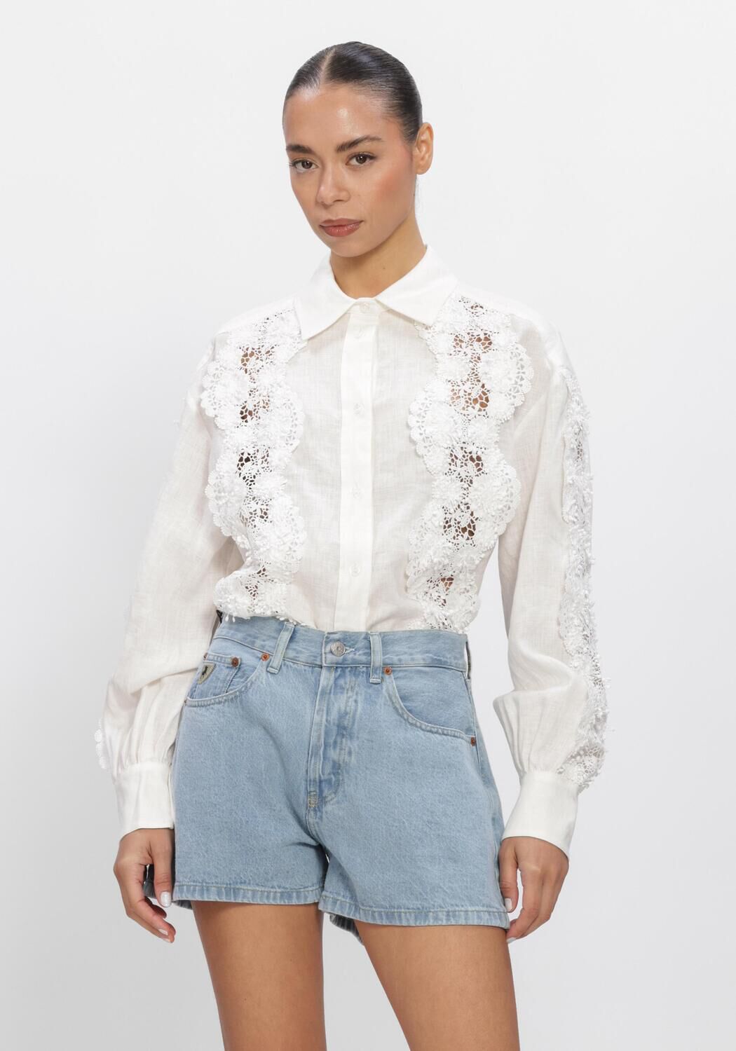 DANTE6 AMANDYNE LACE DETAIL SHIRT Blouses en blanc - large