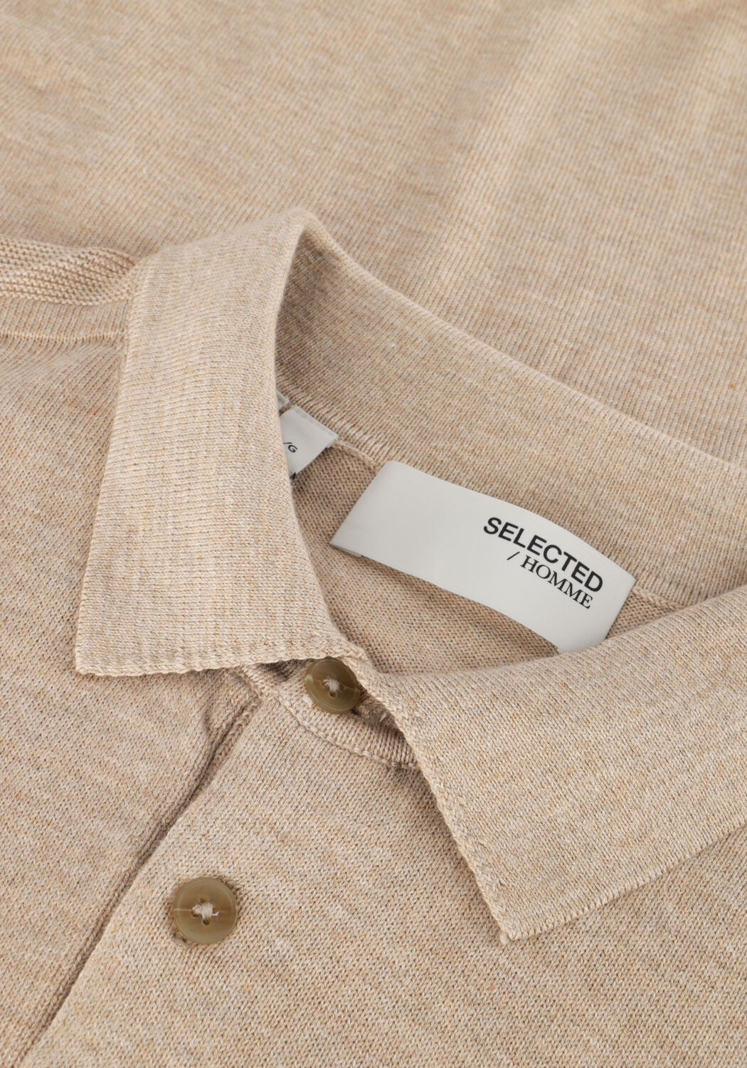 SELECTED MEN Polo SLHBERG SS KNIT POLO NOOS en beige - large