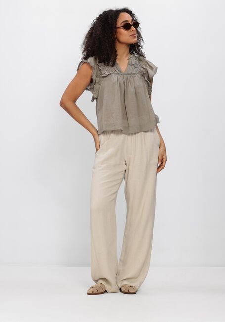 NEO NOIR SONAR DRAPY LINEN PANTS Pantalons Cr&egrave;me - large