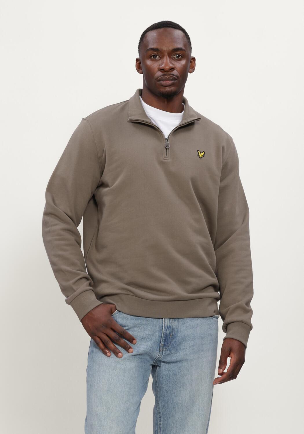 LYLE & SCOTT Pull LOOPBACK QUARTER ZIP SWEAT en vert - large