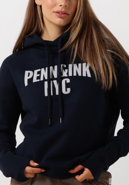 PENN & INK Pull 110 HOODIE PRINT en bleu - large