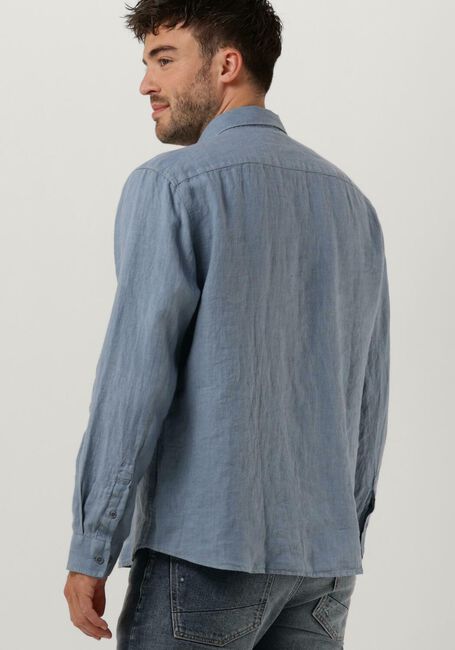 Blauwe BUTCHER OF BLUE Casual overhemd ROBBINS LINEN CLEAN SHIRT - large