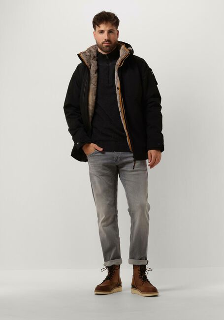 Donkergrijze PME LEGEND Trui HALF ZIP COLLAR COTTON PLATED - large