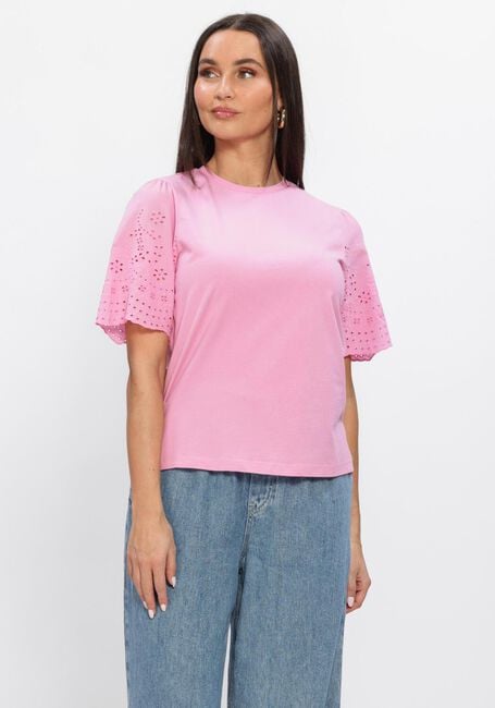 Y.A.S. T-shirt YASLEX SS TOP W. EMB SLEEVES en rose - large