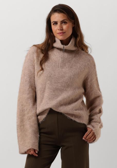 MODSTRÖM Pull KANEMD ZIP T-NECK en beige - large