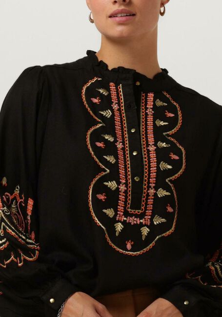 SUMMUM Blouse TOP EMBROIDERED CREPE en noir - large