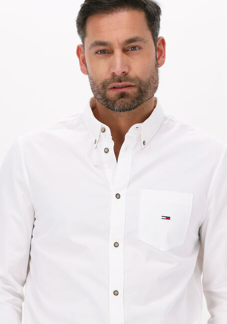 Witte TOMMY JEANS Casual overhemd TJM ESSENTIAL LIGHT TWILL SHIRT - large