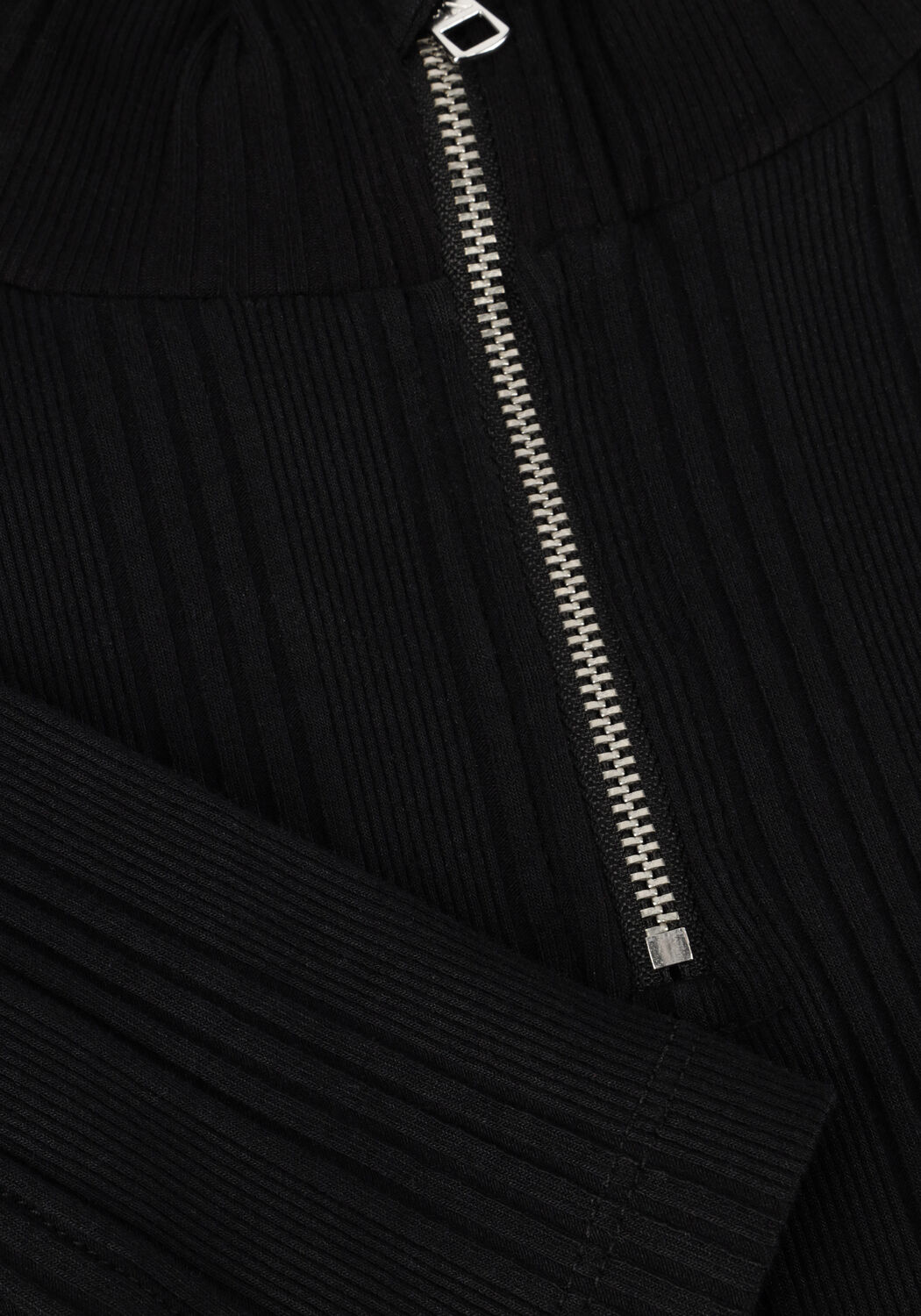 Zwarte CALVIN KLEIN Mini jurk VARIEGTAED RIB HALF ZIP LS DRESS - large