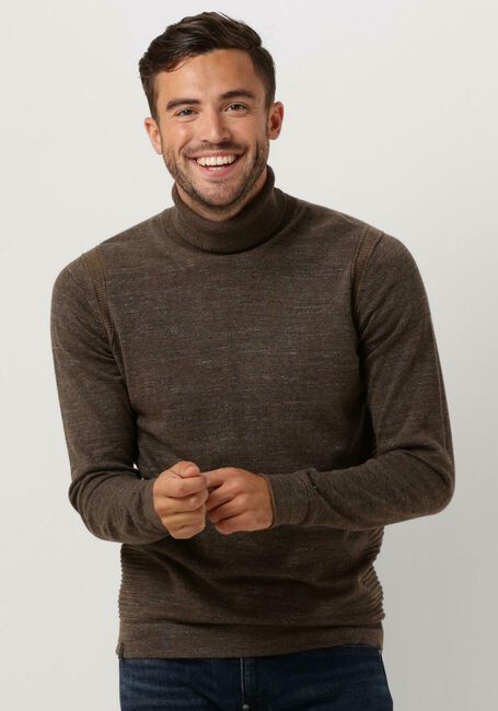 CAST IRON Col roulé TURTLENECK COTTON HEATHER PLATED en marron - large