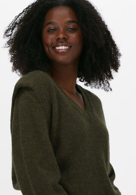 Donkergroene ALIX THE LABEL Trui V NECK PULLOVER - large