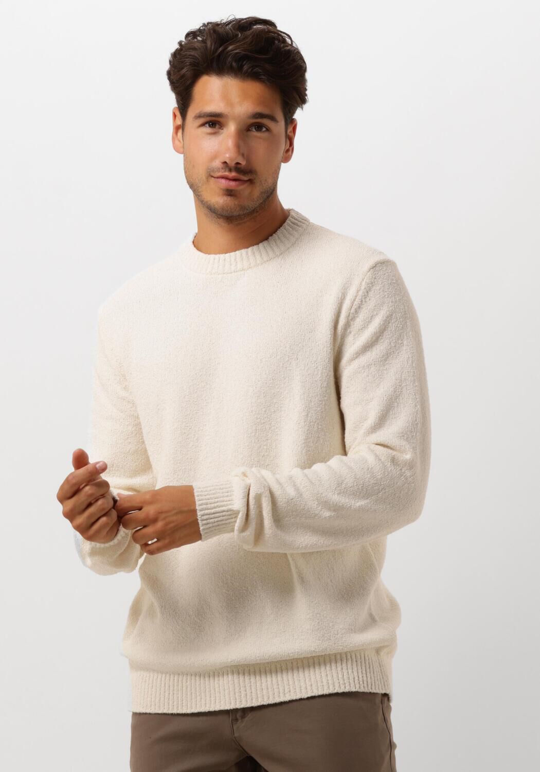 Beige SELECTED HOMME Trui SLHLOOP LS KNIT CREW NECK Omoda