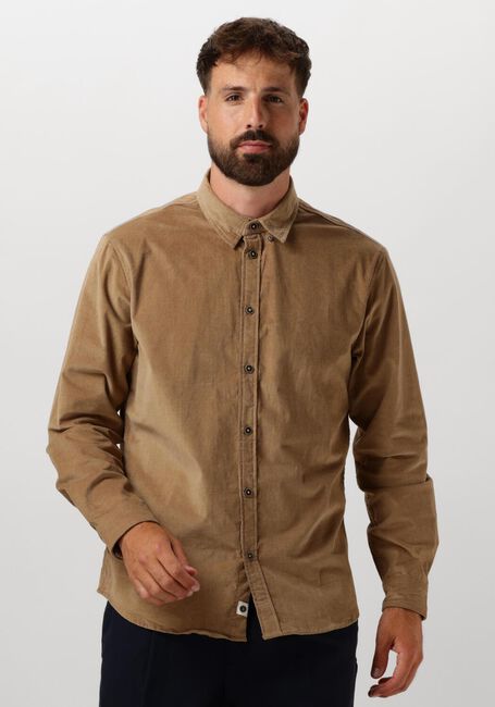 Beige ANERKJENDT Casual overhemd AKLEIF SOLID CORD SHIRT - large
