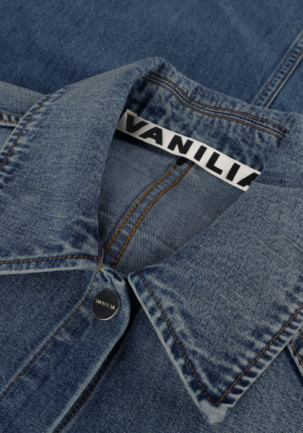 Blauwe VANILIA Midi jurk DENIM MIDI DRESS - large