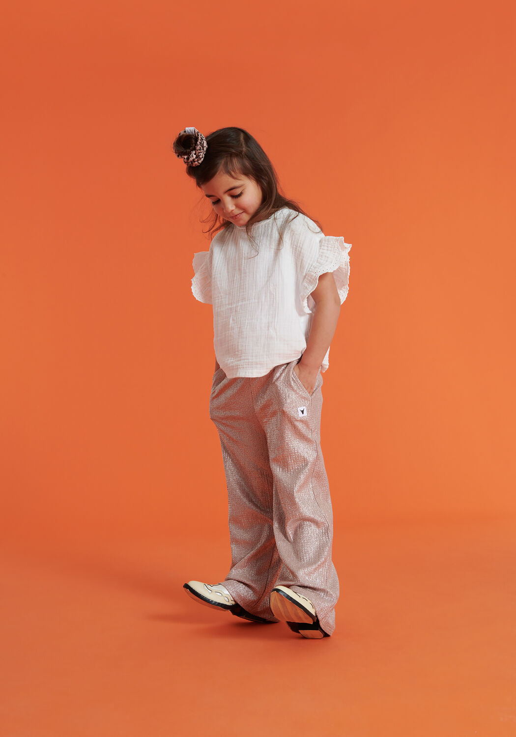 Lichtroze ALIX MINI Pantalon KIDS KNITTED SHINY WIDE LEG PANTS - large