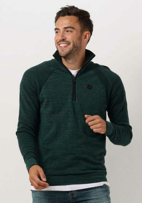 CAST IRON Pull HALF ZIP COLLAR COTTON HEATHER PLATED HALF ZIP en vert - large