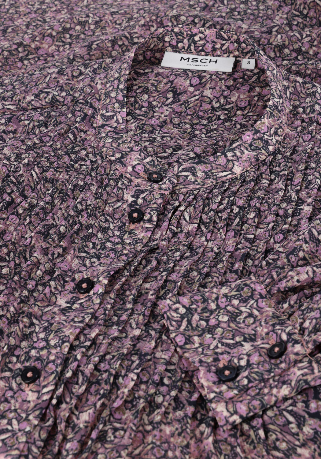 Paarse MSCH COPENHAGEN Mini jurk HEDDE RIKKELIE LS SHIRT DRESS AOP - large