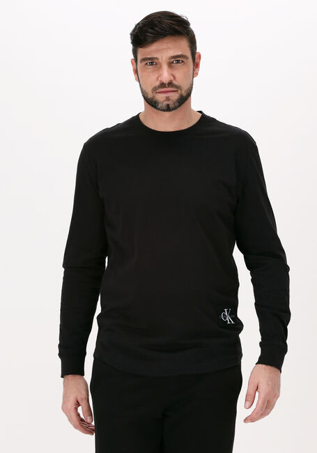 Zwarte CALVIN KLEIN T-shirt MONOGRAM BADGE LS ROUND HEM TEE - large
