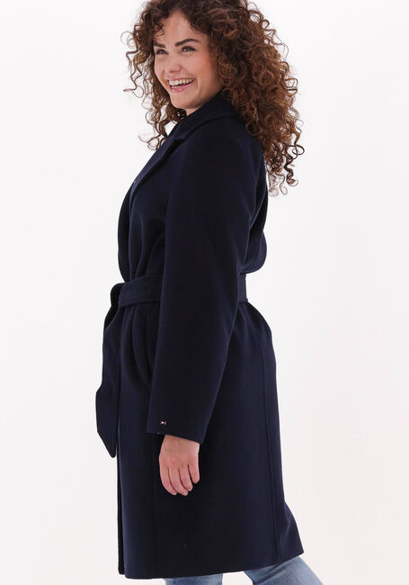 TOMMY HILFIGER Manteau WOOL BLEND DB BELTED COAT Bleu fonc&eacute; - large