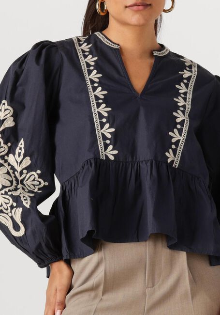 Donkerblauwe NEO NOIR  GINIA EMB BLOUSE - large