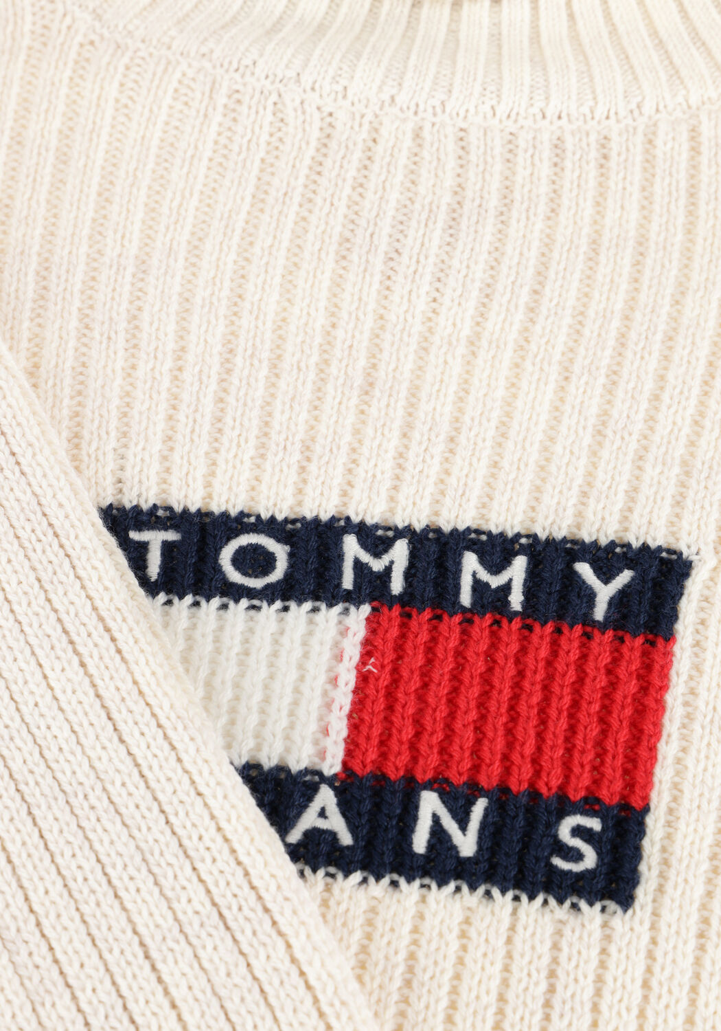 Beige TOMMY JEANS Coltrui TJW MELANGE TRTLNCK FLAG SWEATER - large