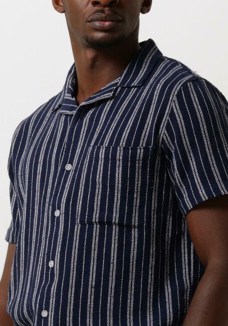 Donkerblauwe ANERKJENDT Casual overhemd AKLEO S/S DOBBY SHIRT - large