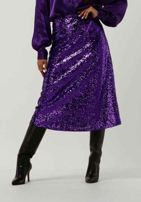 SELECTED WOMEN Jupe midi SOLA HW MIDI SEQUINS SKIRT en violet - large