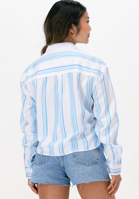 Blauwe TOMMY JEANS  TJW FRONT TIE STRIPE SHIRT - large