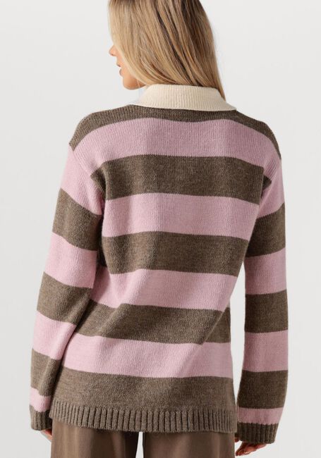 MODSTRÖM Pull PELHAMMD STRIPE POLO en rose - large