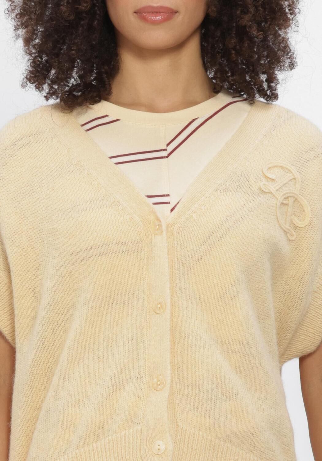 Creme DANTE6 Top ZYRA SHORT SLEEVE CARDIGAN - large