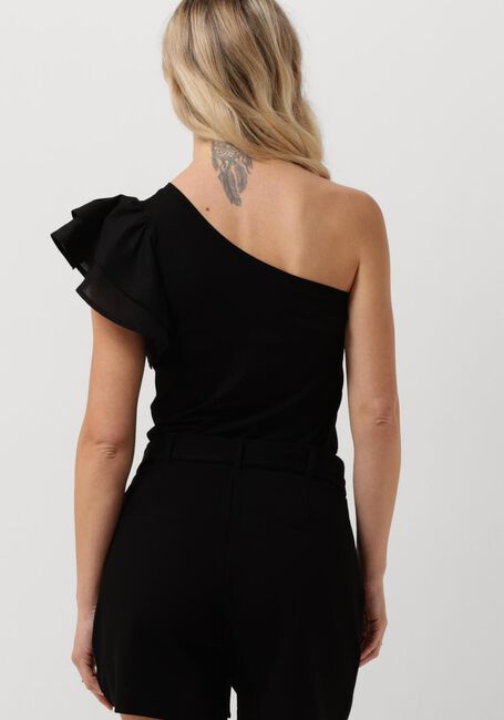 JANSEN AMSTERDAM Haut V367 JERSEY SOLID ONE SHOULDER SINGLET WITH RUFFLE en noir - large