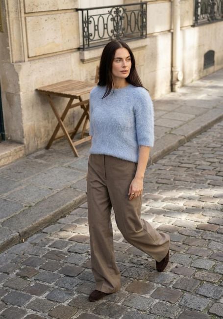 SECOND FEMALE Pull KARLA KNIT SS O-NECK Bleu clair - large