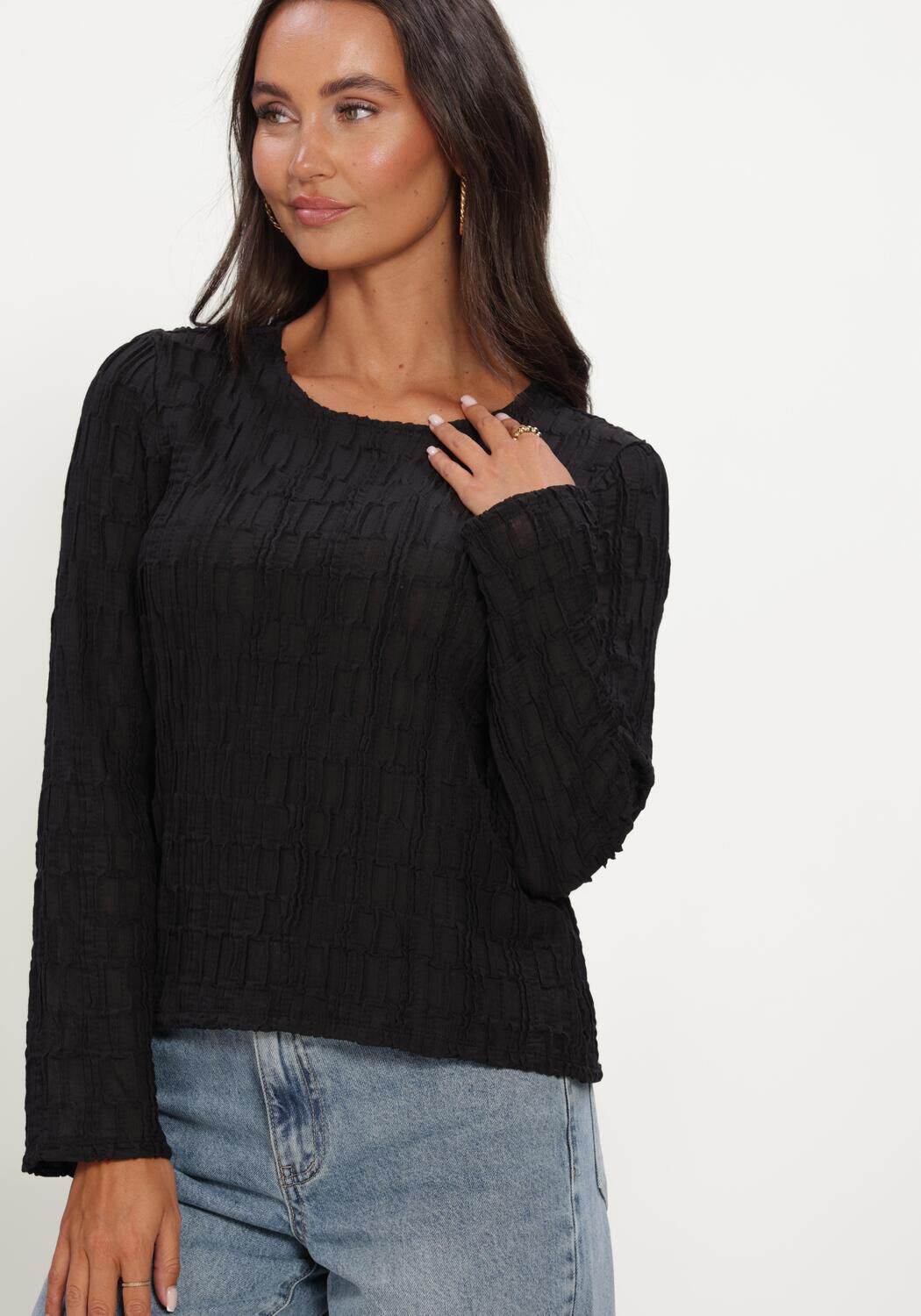Zwarte OBJECT Top OBJEVIE L/S RE TOP NOOS - large